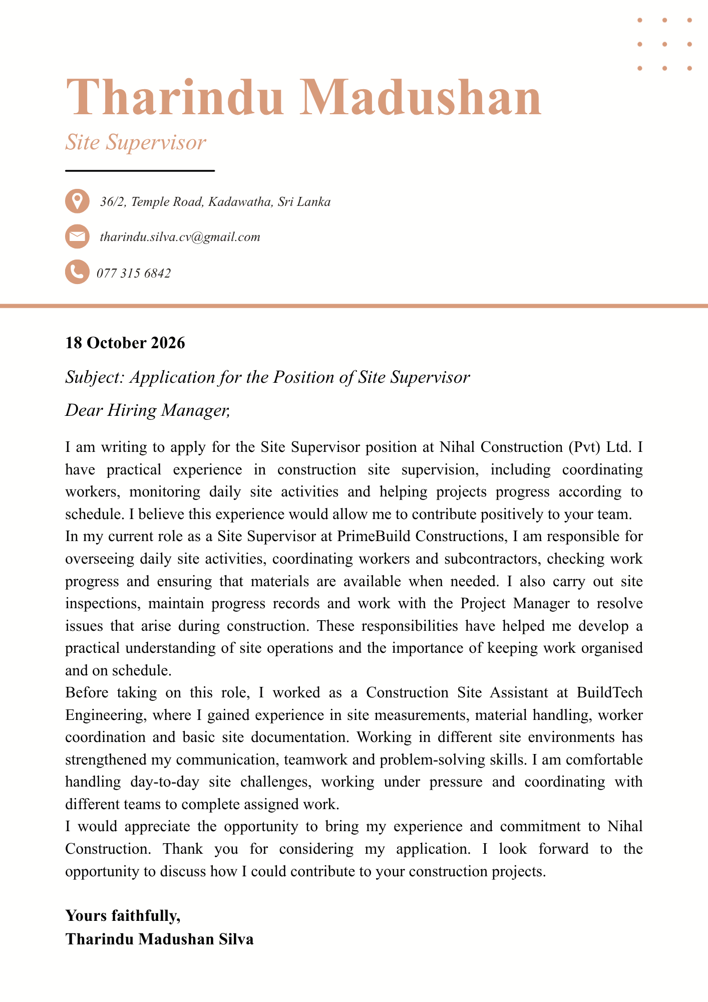Cover Letter 1, original page